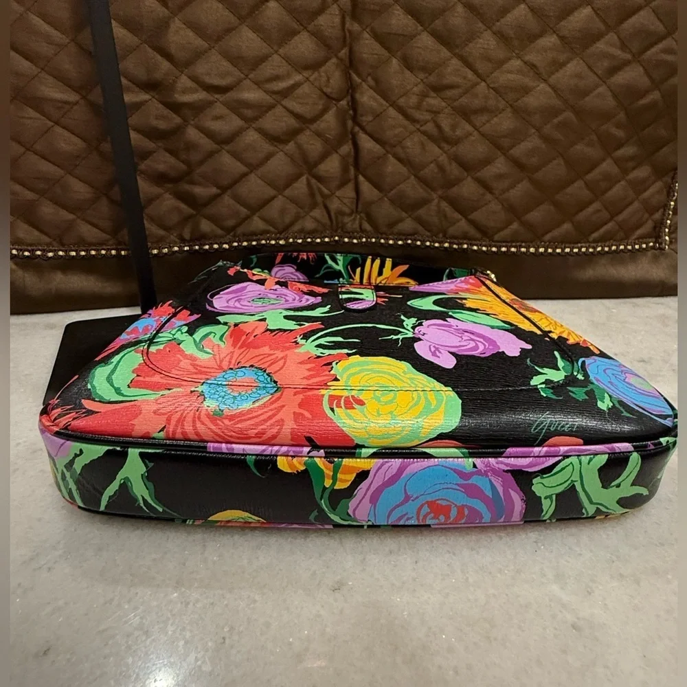 Gucci X Ken Scott New Shangai Calfskin Floral Print Small Jackie 1961 Hobo